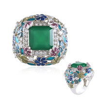 Green Onyx Silver Ring (Adela Silber)