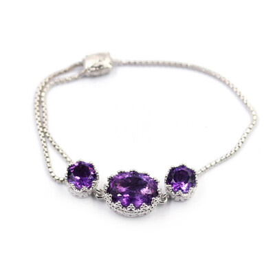 Zambian Amethyst Silver Bracelet (Dallas Prince Designs)