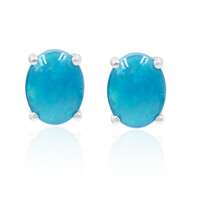 Caribbean Blue Opal Silver Earrings