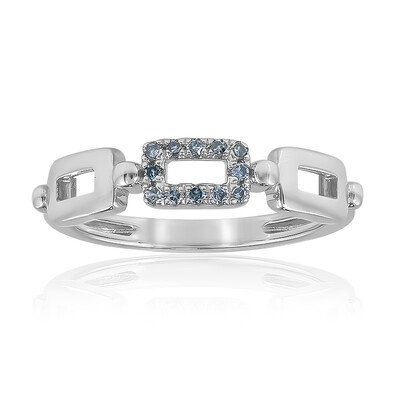 I2 Sky Blue Diamond Silver Ring