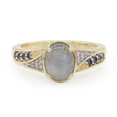 9K Silver Star Sapphire Gold Ring