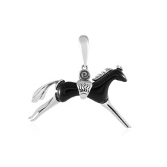 Black Agate Silver Pendant (Desert Chic)