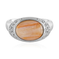 Orange Spiny Oyster Shell Silver Ring