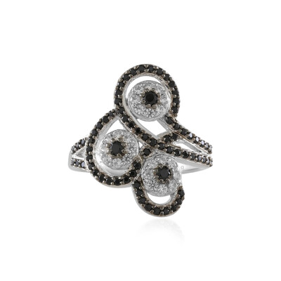 Black Spinel Silver Ring