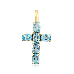 9K Swiss Blue Topaz Gold Pendant