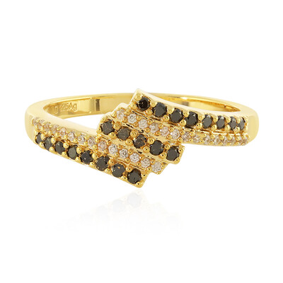 Black Diamond Silver Ring