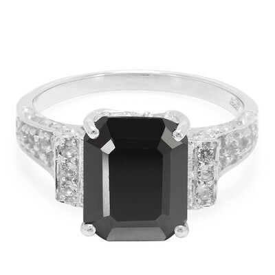 Black Spinel Silver Ring