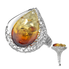 Sunrise Baltic Amber Silver Ring