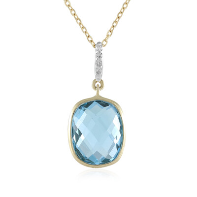 9K Swiss Blue Topaz Gold Necklace