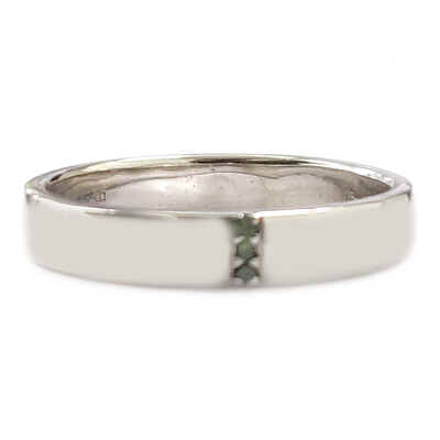 Green Diamond Silver Ring