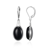 Black Agate Silver Earrings