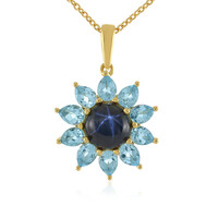 Blue Star Sapphire Silver Necklace