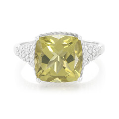 Olive Quartz Silver Ring