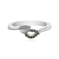 I2 Green Diamond Silver Ring
