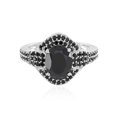 Black Spinel Silver Ring