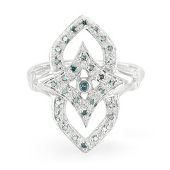 Fancy Diamond Silver Ring