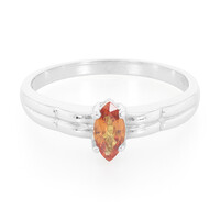 Orange Sapphire Silver Ring
