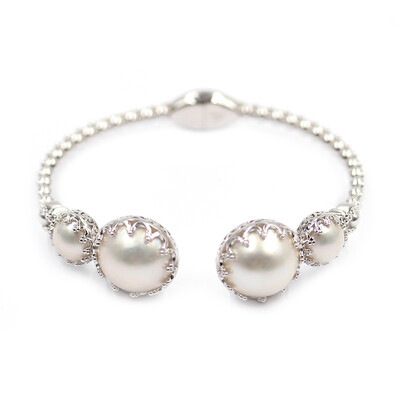 Mabe Pearl Silver Bangle (Dallas Prince Designs)