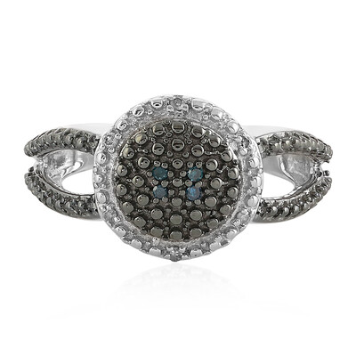 I3 Blue Diamond Silver Ring