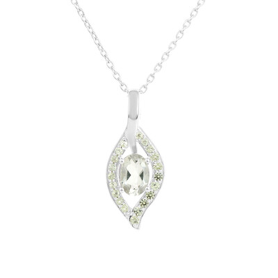 Green Amethyst Silver Necklace