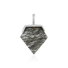 Black Rutile Quartz Silver Pendant