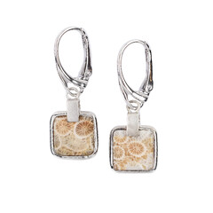 Petrified Coral Silver Earrings