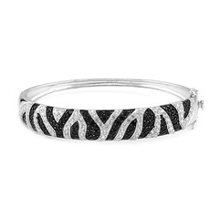 Black Spinel Silver Bangle