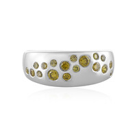 I3 Yellow Diamond Silver Ring