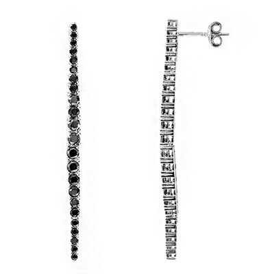 Black Spinel Silver Earrings
