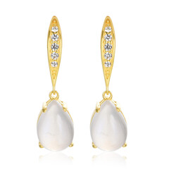 Tanzanian Rainbow Moonstone Silver Earrings