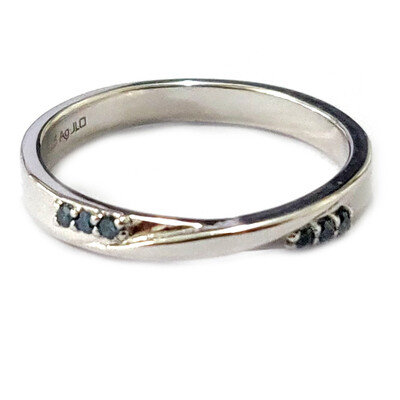 Blue Diamond Silver Ring