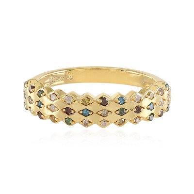I3 Blue Diamond Silver Ring