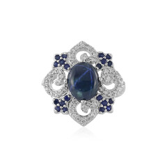Blue Star Sapphire Silver Ring