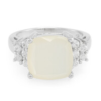 White Moonstone Silver Ring