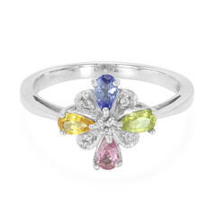 Mixed Gemstones Silver Ring