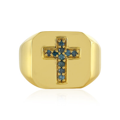 I4 Blue Diamond Silver Ring