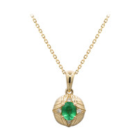 14K AAA Zambian Emerald Gold Necklace (CIRARI)