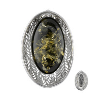 Green Baltic Amber Silver Pendant