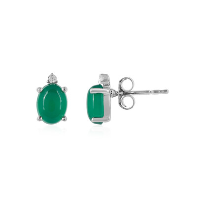 Green Onyx Silver Earrings