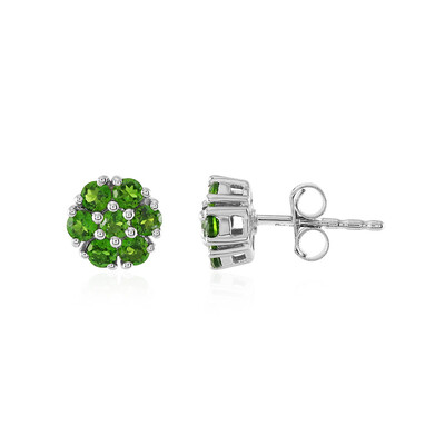 Russian Diopside Silver Earrings