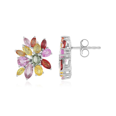 Fancy Sapphire Silver Earrings