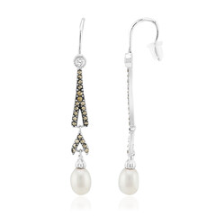 White Freshwater Pearl Silver Earrings
