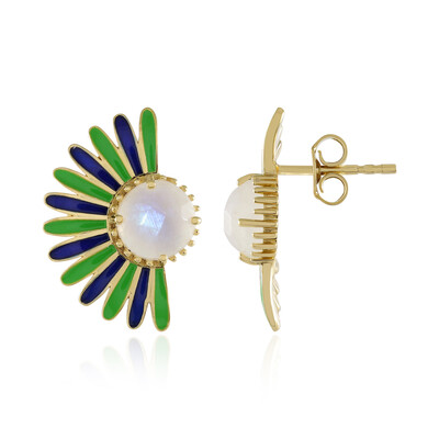 Rainbow Moonstone Silver Earrings