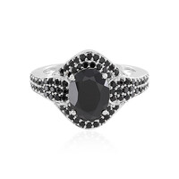 Black Spinel Silver Ring