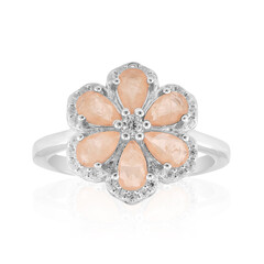Peach Pastel Quartz Silver Ring