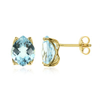 9K Sky Blue Topaz Gold Earrings