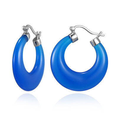 Blue Agate Silver Earrings