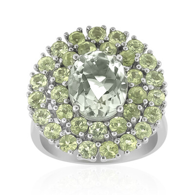 Green Amethyst Silver Ring