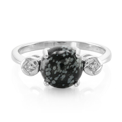 Snowflake Obsidian Silver Ring
