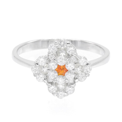 Orange Sapphire Silver Ring